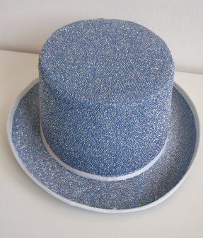 Hoge hoed blauw glitter