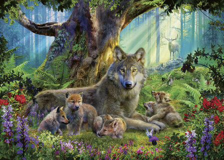 Ravensburger puzzel Familie Wolf in het Bos 1.000 stukjes