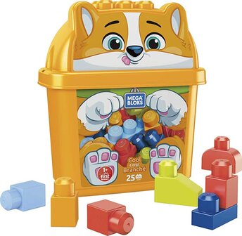 Mega Bloks First Builders Hond Corgi opbergbox met 25 blokken  