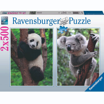 Ravensburger Lieve Panda &amp; Koala puzzel 2x 500 stukjes