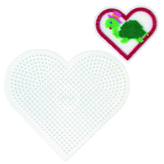 Strijkkralen Hama grondplaat hart, wit, groot