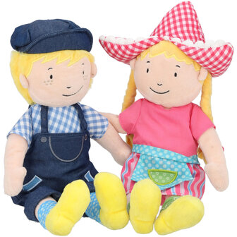 Fien en Teun pluche pop boerin Fien knuffel
