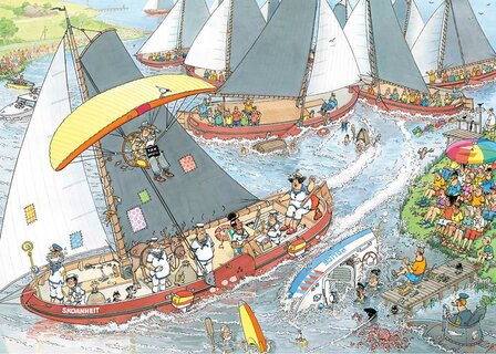 Jan van Haasteren puzzel 2-in-1 De Kaasmarkt &amp; Skutsjesilen 1.000 stukjes