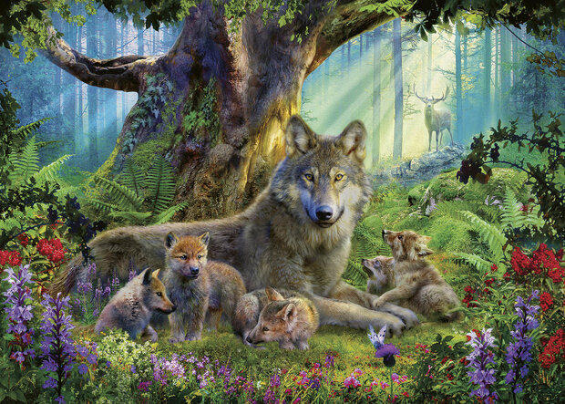 Ravensburger puzzel Familie Wolf in het Bos 1.000 stukjes