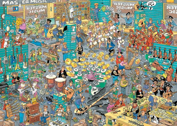 Jan van Haasteren puzzel 2-in-1 Muziekwinkel & Vakantiekriebels 1.000 stukjes