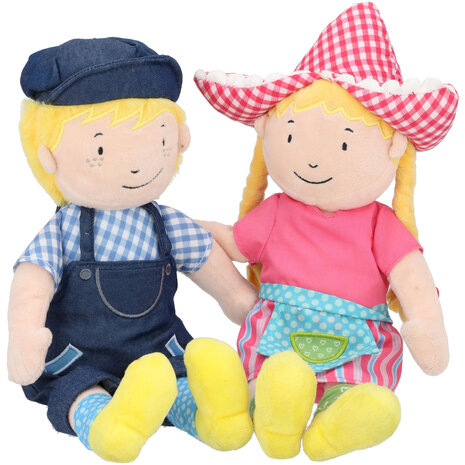 Fien en Teun pluche pop boer Teun knuffel