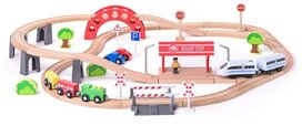 Woody toys houten treinbaan 60-delig met elektrische locomotief Woody toys houten treinbaan 60-delig met elektrische locomotief