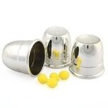 Cups and balls bekerspel verchroomd plastic 